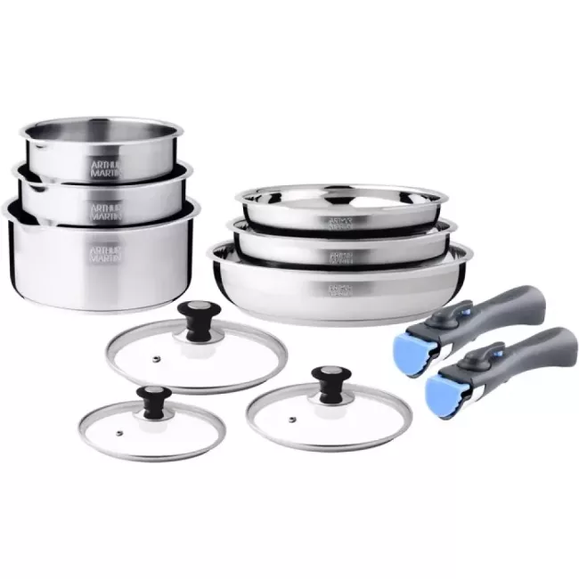 Batterie Cuisine 11 Pièces ARTHUR MARTIN Inox Sans PFOA Induction