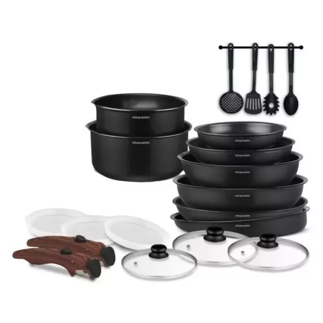 Batterie Cuisine 20 Pièces ARTHUR MARTIN Poignée Effet Bois