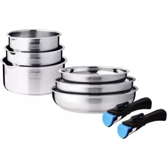 Batterie Cuisine 8 Pièces ARTHUR MARTIN Inox Sans PFOA Induction