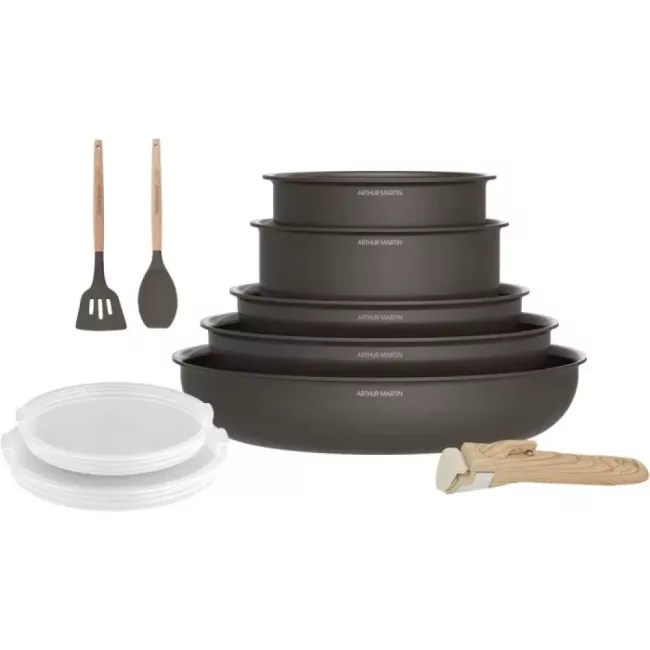 Batterie de Cuisine 10 Pièces Céramique ARTHUR MARTIN Poignée Amovible Denishop