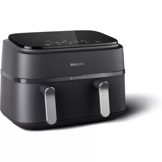 Friteuse sans Huile Airfryer PHILIPS NA351/00 Série 3000 Double Panier 9L Noir Argent Denishop