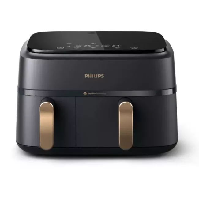 Friteuse sans Huile Airfryer PHILIPS NA352/04 Série 3000 Double Panier 9L Noir Doré Denishop