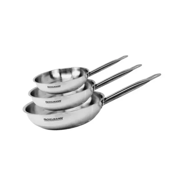 Set 3 Poêles FACKELMANN Eterna Acier Inoxydable Induction
