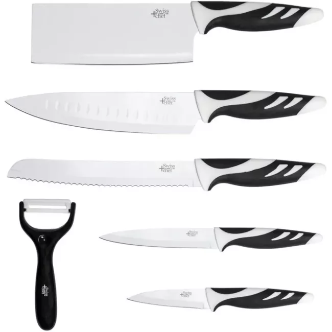 Set Couteaux CECOTEC Swiss Blanc 6 Pièces + Éplucheur