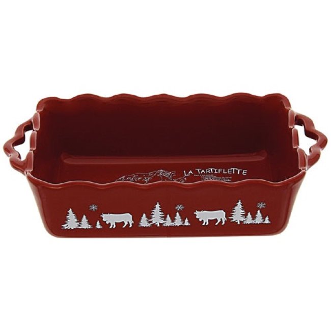 TABLE ET COOK Plat rectangulaire 27 cm Alpestre Rouge / Recette Tartiflette - Festonné