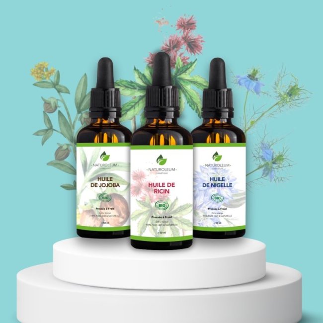 Pack Pousse des Cheveux Bio : Ricin, Nigelle, Jojoba