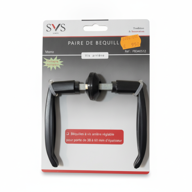 Paire De Béquilles Noires Ergonomiques Pour Portes
