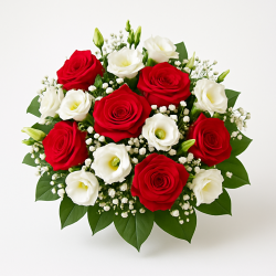 Éclatantes Émotions - Bouquet Rond Rouge Et Blanc
