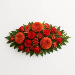 En Paix - Gerbe Piquée Rouge Orangé