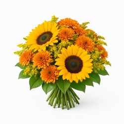 Joies Festives - Bouquet Rond Jaune Orangé