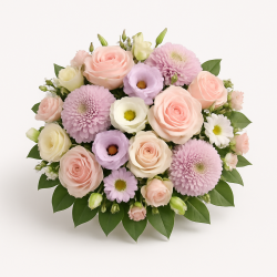 Sincères Condoléances - Bouquet Rond De Deuil Pastel
