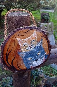 Chats Peints Sur Bois