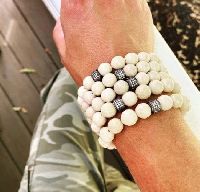 Bracelet En Pierre Naturelle Riverstone De 10mm Et Perle En Bronze