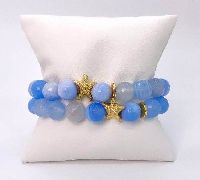 Ce Bracelet Est Fait à La Main Avec Des Perles D'agate Dentelle Bleue …